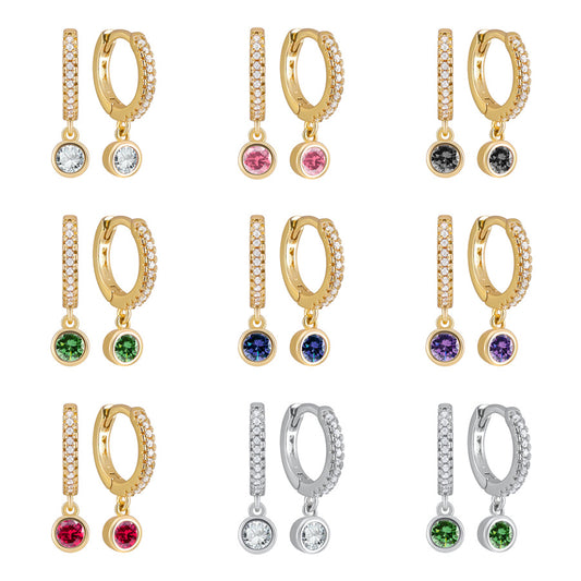 Colorful Round Zircon Female Personality Creative Geometric Fashion Ear Clip Rings