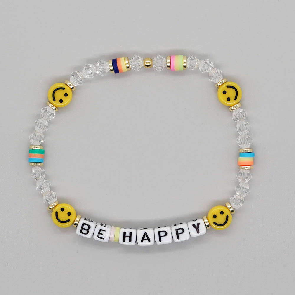 Damen-Kristallperlen, Smiley-Gesicht, handgefertigte Perlenarmbänder