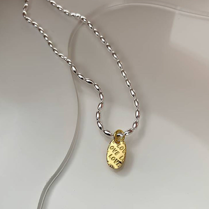 Women's Rice Grain Olive Beads Design Clavicle Necklace