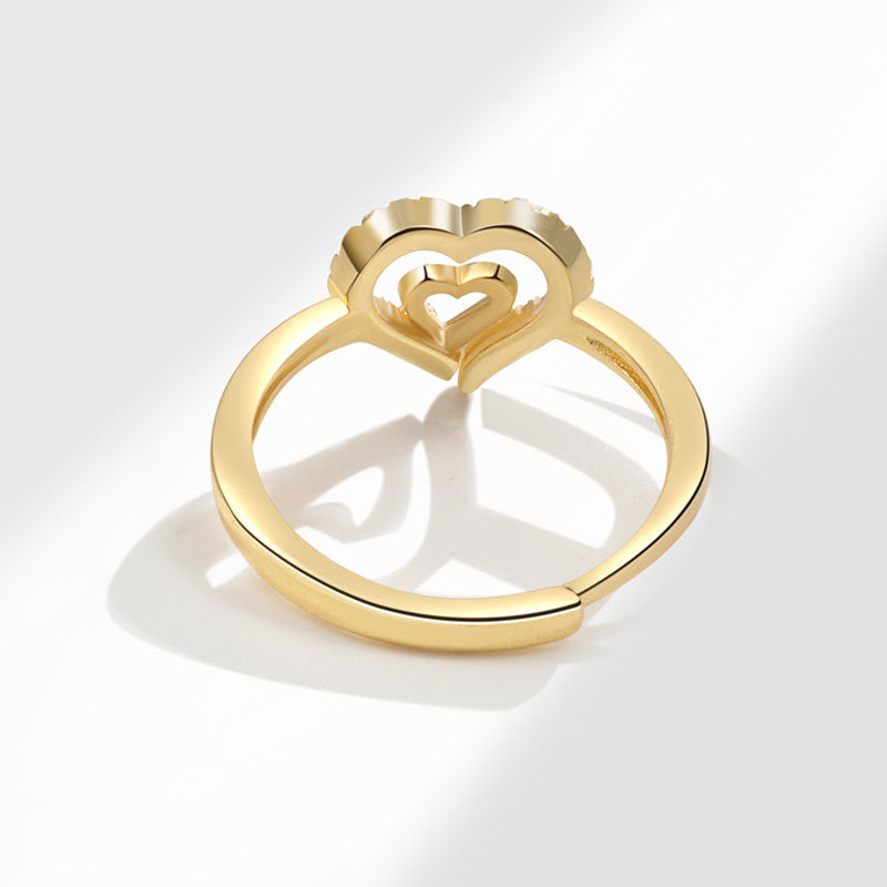 Simple Zircon Love Heart-shaped Index Finger Rings