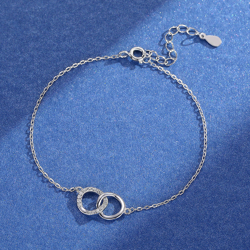 Accessoires pour femmes et hommes et bracelets coréens à double cercle en argent