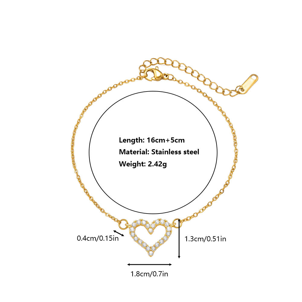 Women's Zircon Titanium Steel Heart For High-grade Clavicle Chain Fashion Necklace