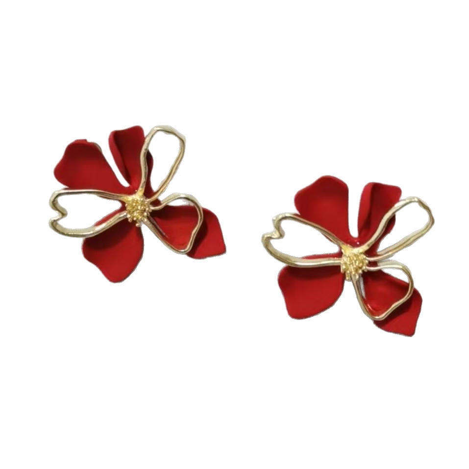 Sweet Double Layer Flower Petals Unique Earrings