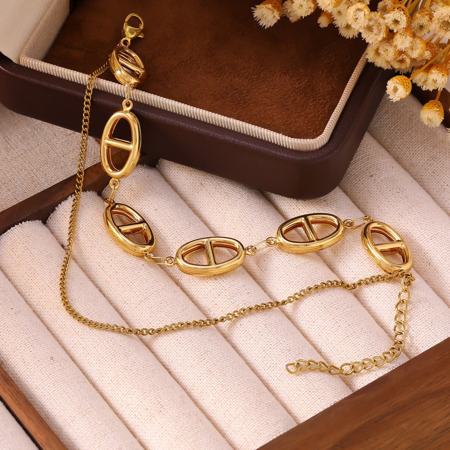 Women's French Minority Simple Stainless Steel Double Layered Gold Titanium Bracelet