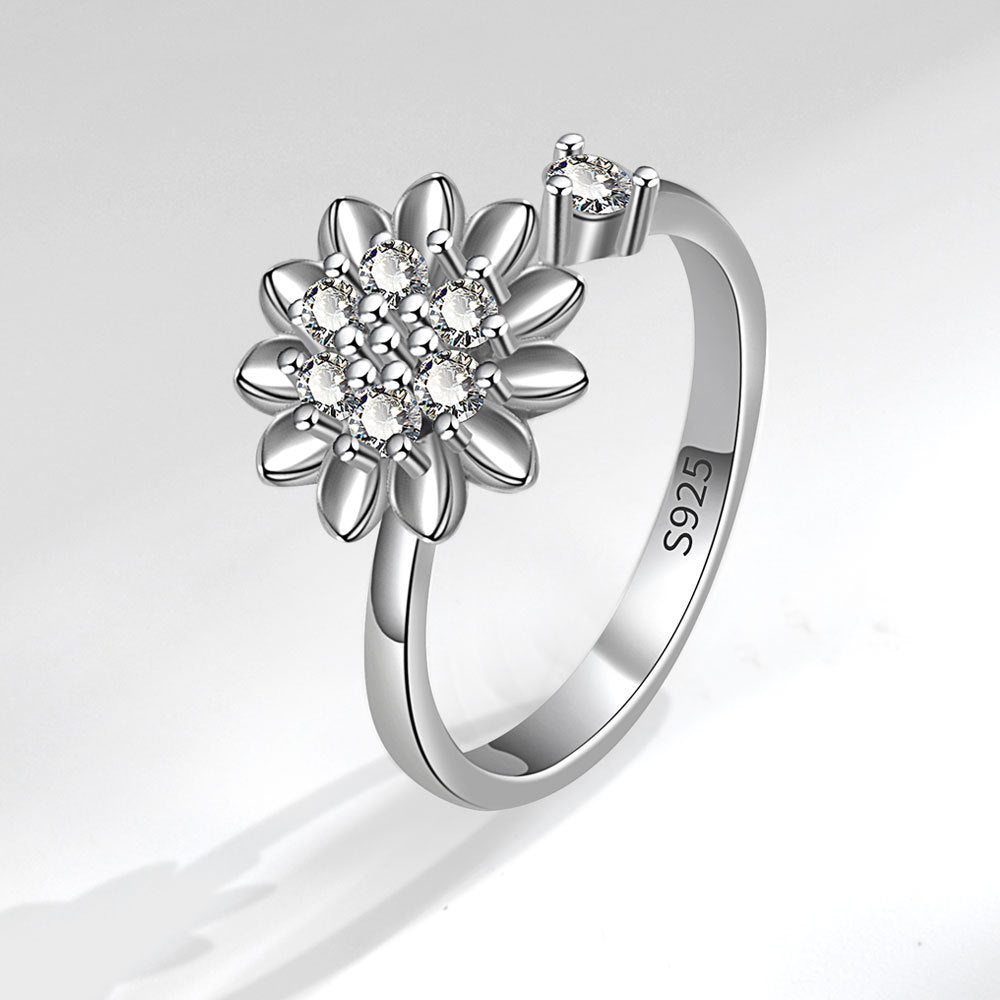 Classic Adjustable Sunflower Spinning Simple Flower Rings