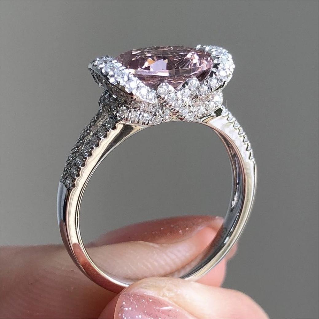 Women's Pink Diamond Sier Fashion Zircon Ornament Popular Rings