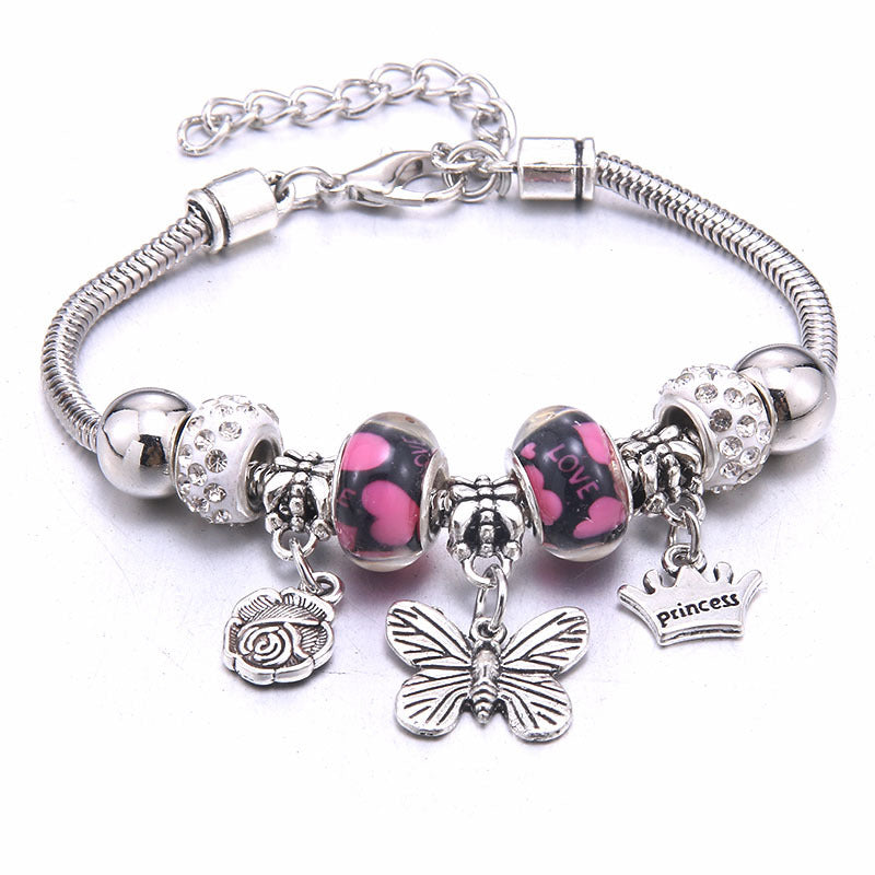 Women's Grid Popular Adjustable Crystal Love Butterfly Bracelets
