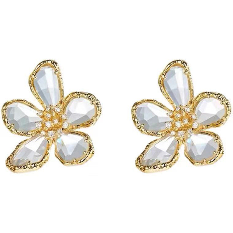 French Flower Temperament High Sense Exaggerated Bow Stud Earrings