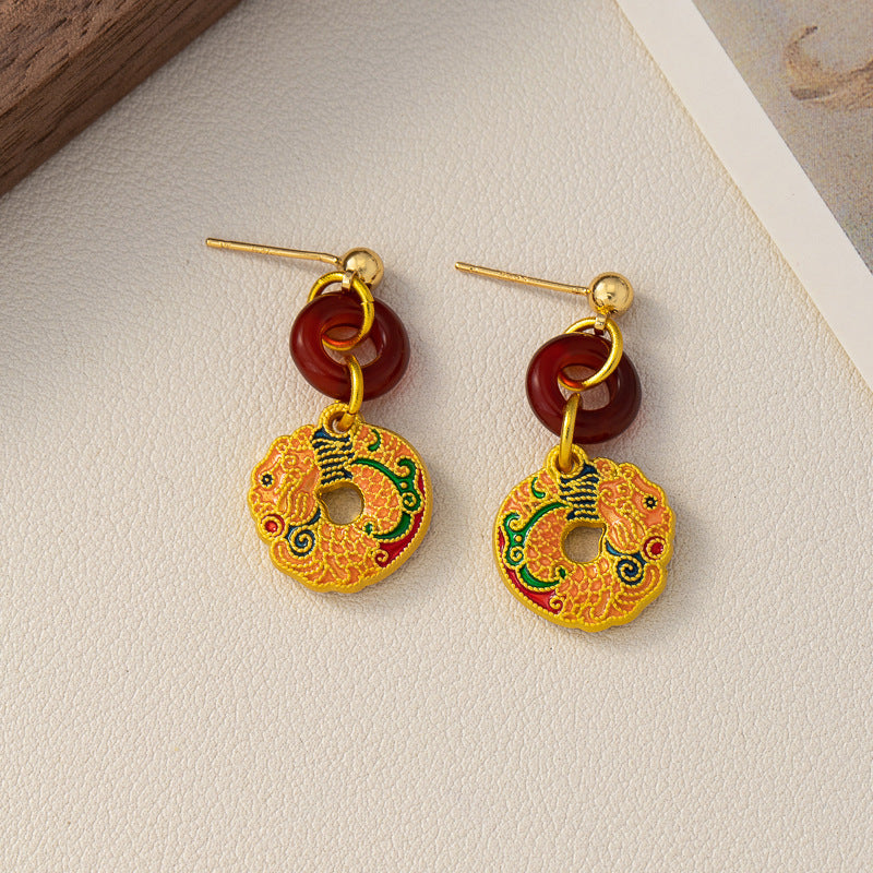 Style Enamel Drip Glazed Temperament Wild High Sense Ear Clip Earrings