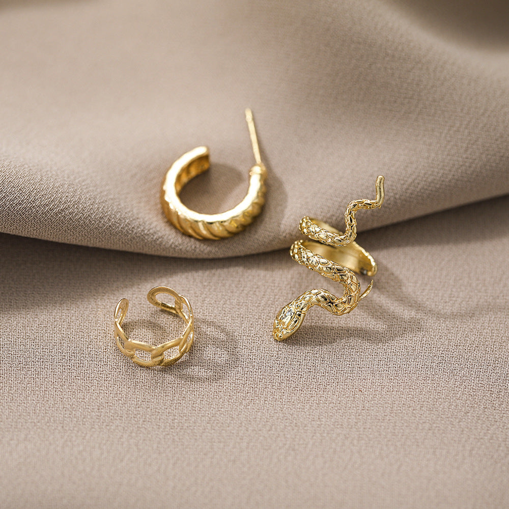 Jewelry Snake-shaped Ear Clip Set Open Earrings