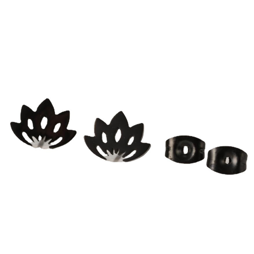 Steel Lotus Core Pattern Chinese Style Ear Stud Earrings