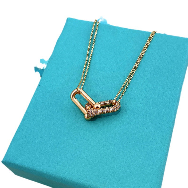 Women's Diamond Horseshoe Clavicle Chain Versatile Personality Necklaces