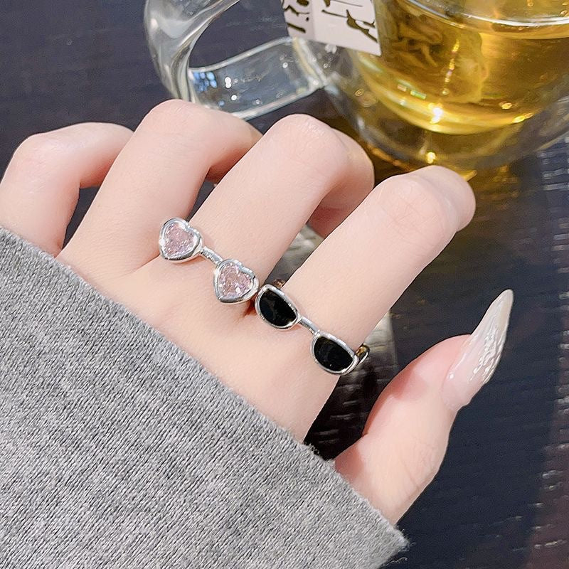 Cute Sweet Cool Glasses Index Finger Niche Open Design Light Rings