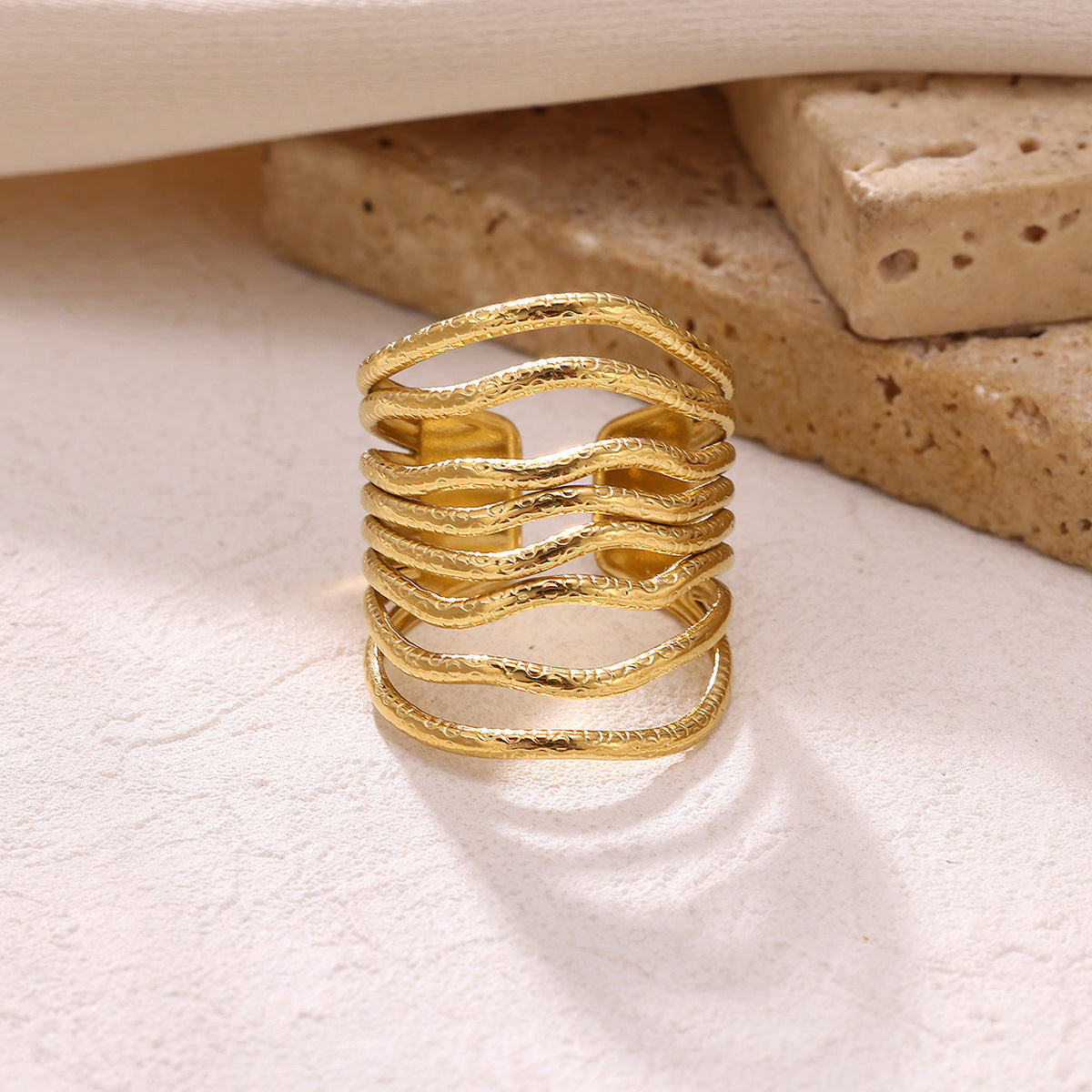 Women's Titanium Steel Retro Natural Stone Design Ring