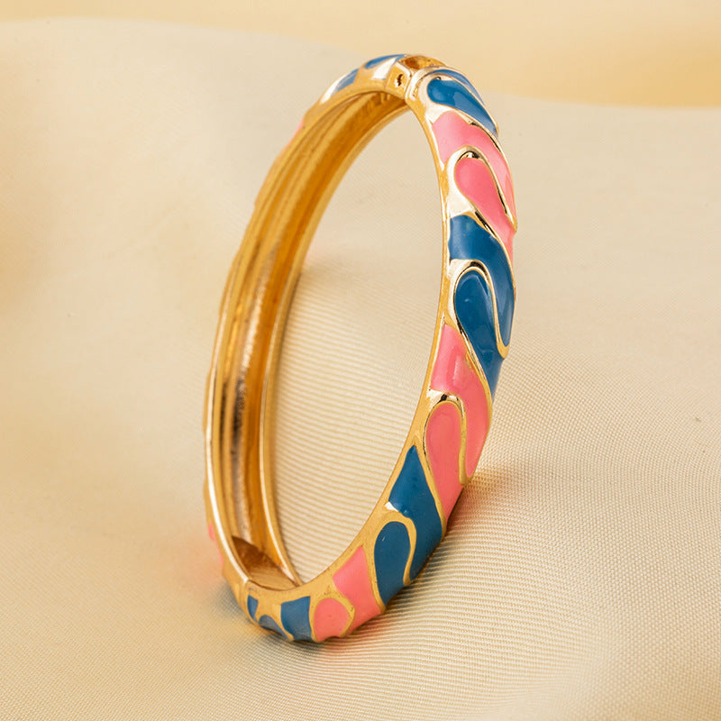 Chinese Enamel Gilding Colorful Dripping National Style Bracelet
