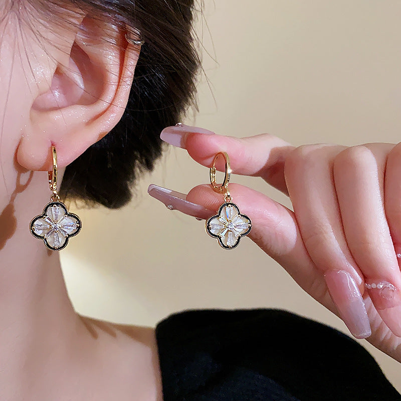 Graceful Four-leaf Clover Cross Fashion Exquisite Earrings