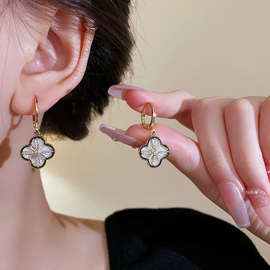Graceful Four-leaf Clover Cross Fashion Exquisite Earrings