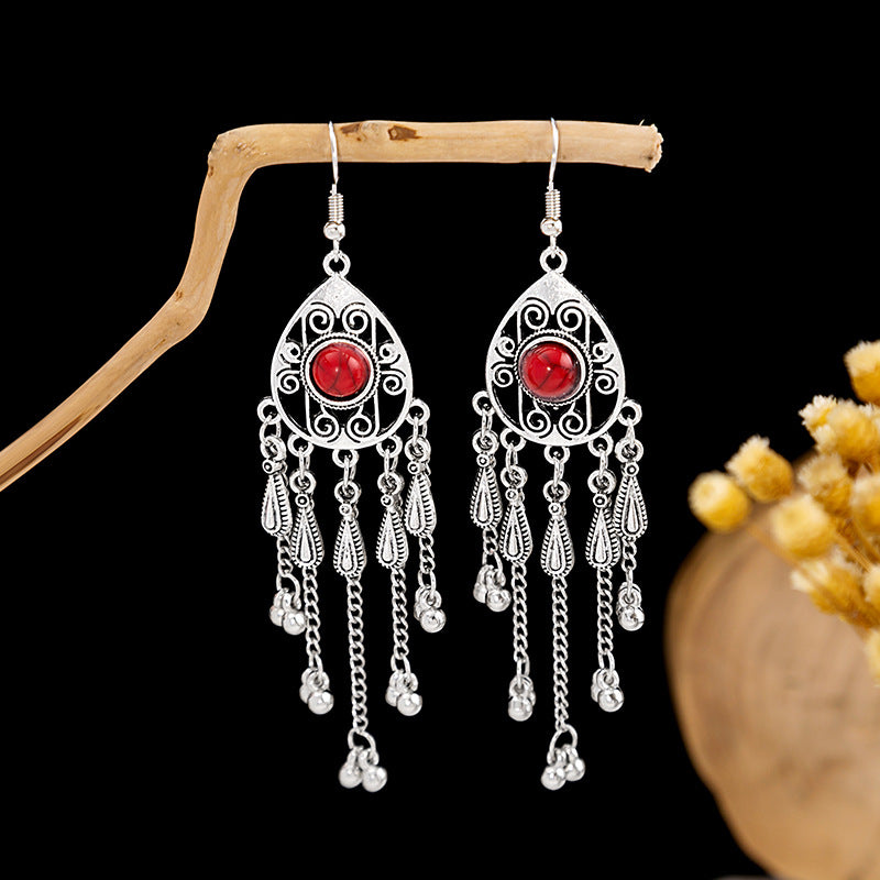 Tassel Turquoise Retro Minority Ethnic Style Earrings