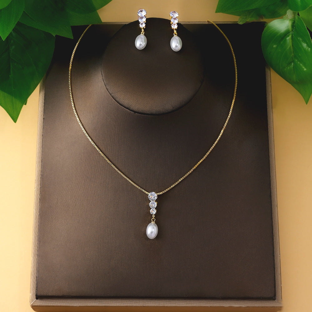 Water Drop Pearl Alloy Thin Chain Elegant Rings