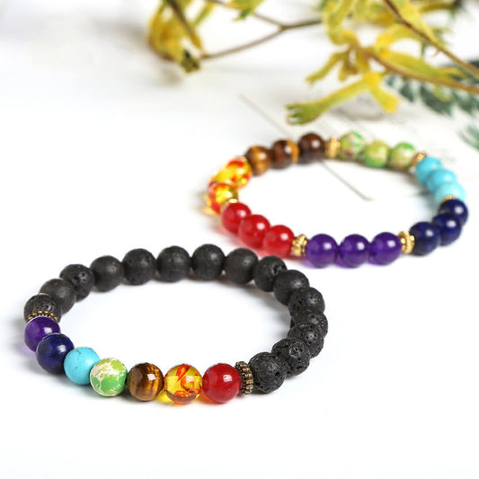 Bracelets de perles à cercle unique avec boule de couleur arc-en-ciel pour femmes