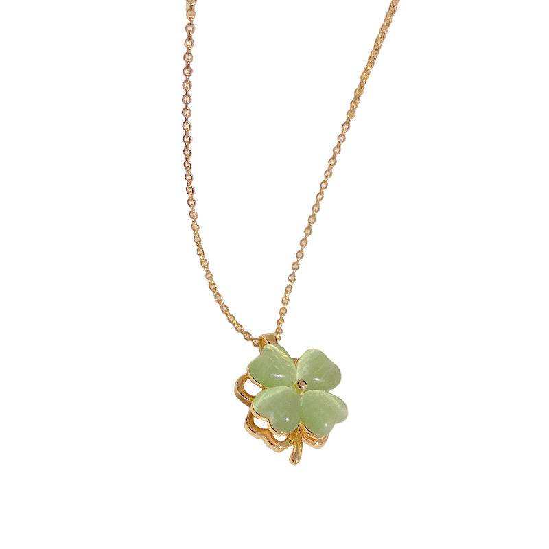 Clover Green Opal Rotatable Ear Fashion Jewelry Set