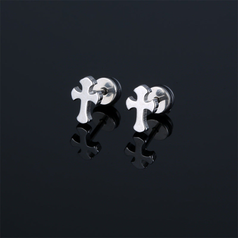 Fashion Titanium Steel High-grade Cross Unique Hipster Ear Buckle