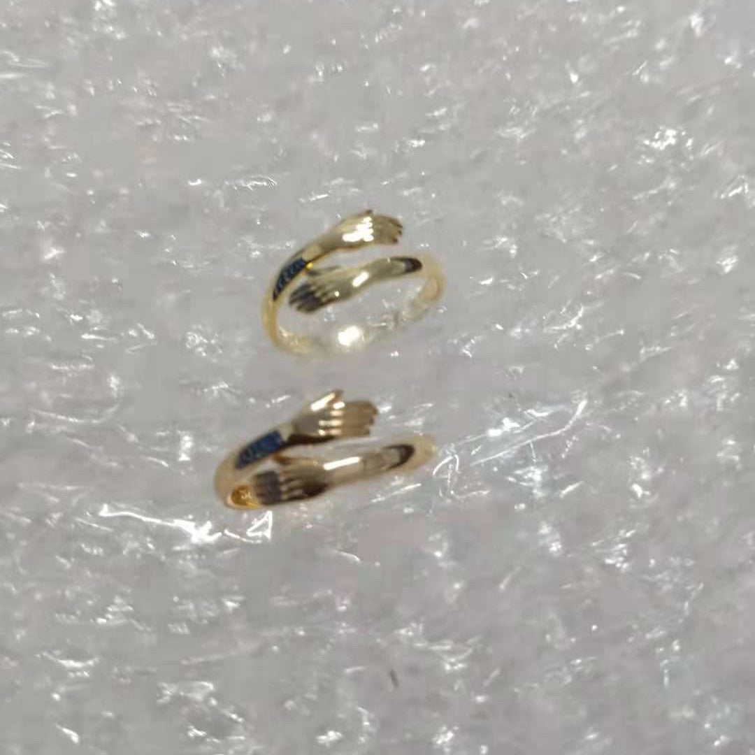 Embrace Of Love Couple Refers To Korean Gold Plated Ring