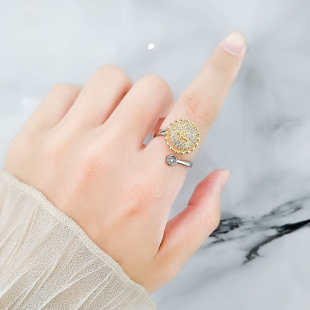 Rotating Sunflower Bee Female Creative Personality Rings