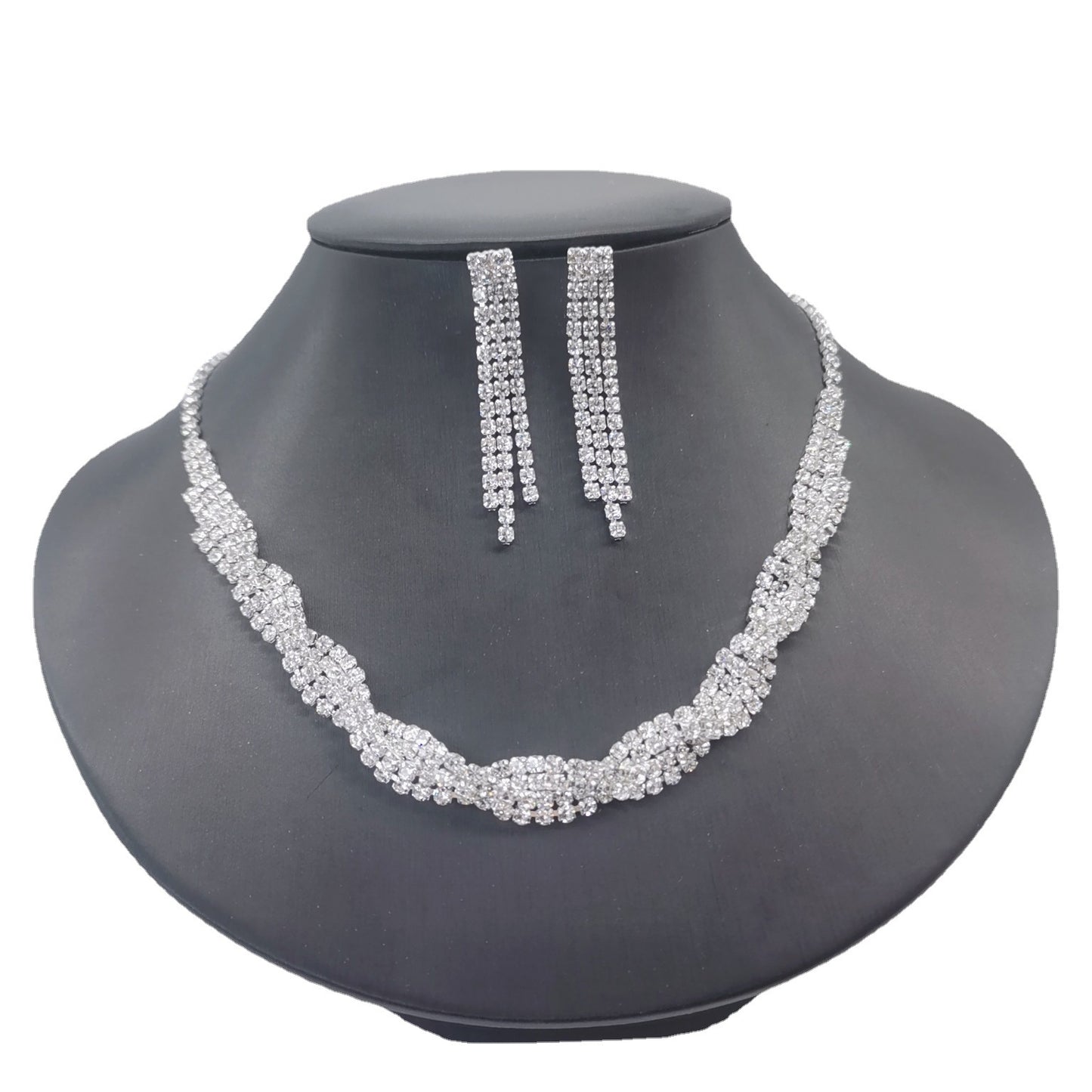 Women's Popular Wedding Dress Bridal Rhinestone Two-piece Jewelry Set