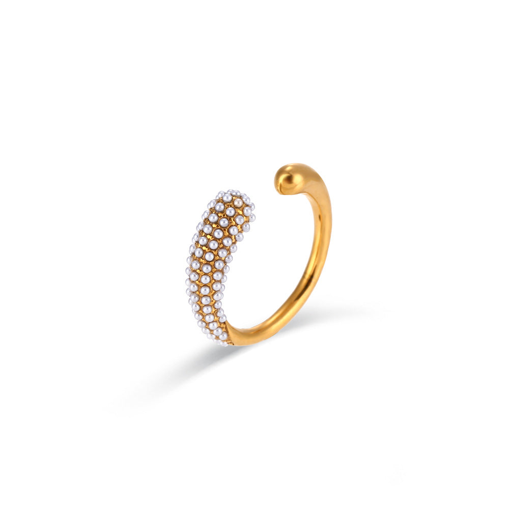 Light Luxury Female Stainless Steel Opening Water Drop Shape Micro Ring