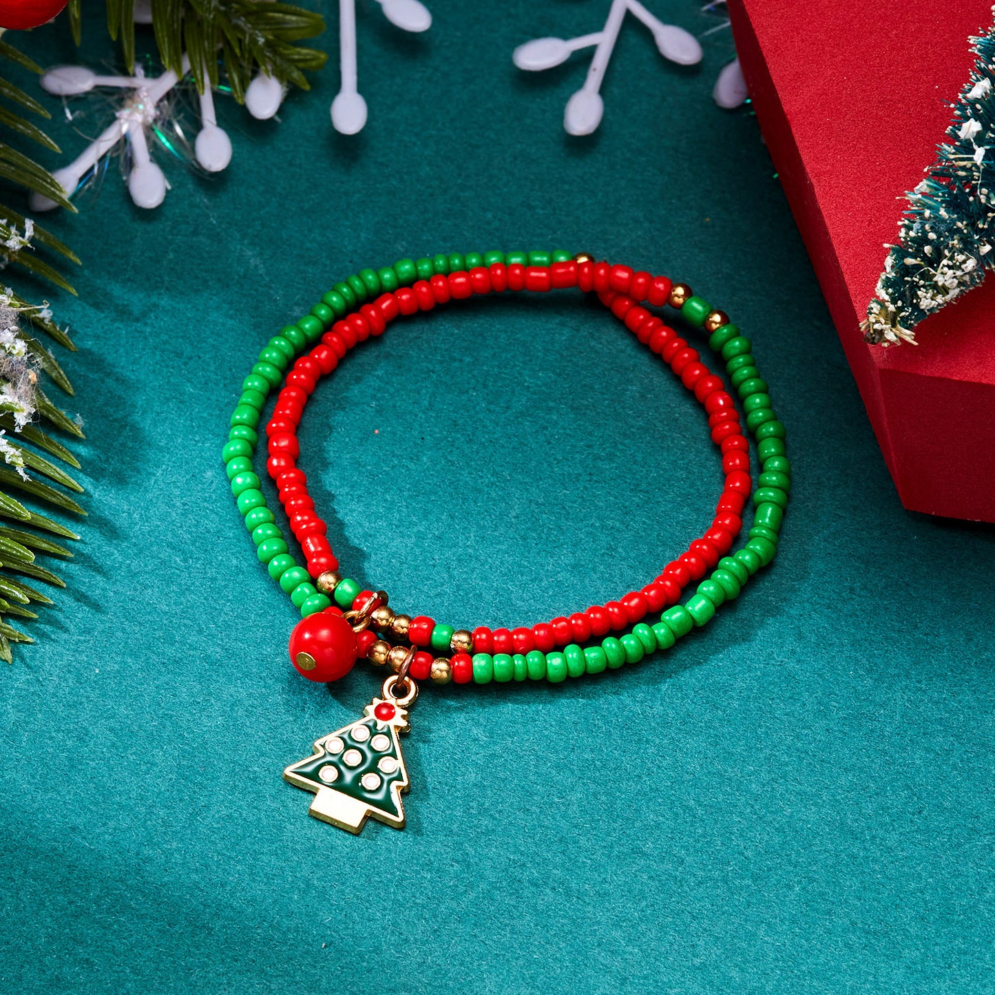 Creative Christmas Holiday Santa Claus Beads Bracelets