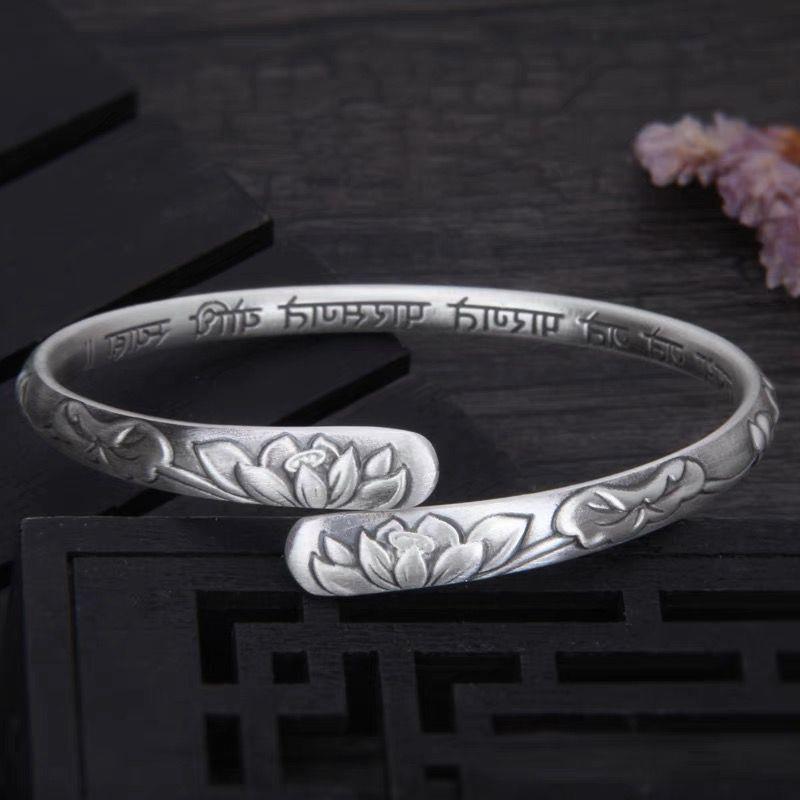 Live Vintage Antique Branch Open Lotus Sier Bracelet