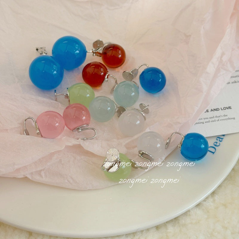 Small Size Round Beads Special Interest Simple Ear Clip