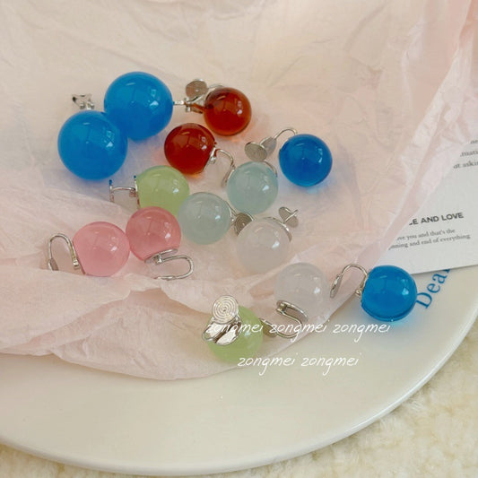 Small Size Round Beads Special Interest Simple Ear Clip