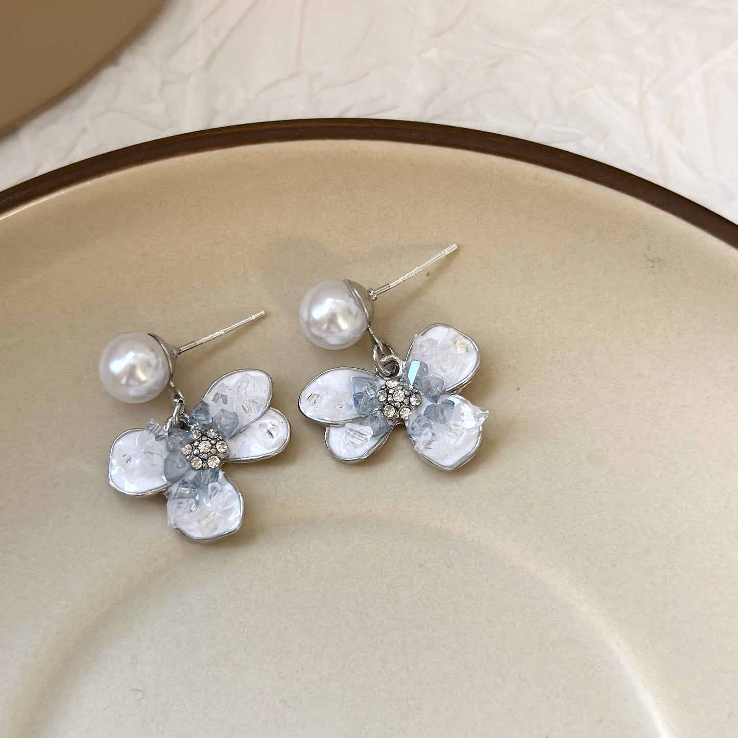 Zircon Flower Pearl Light Luxury Minority Design Without Pierced Ear Clip