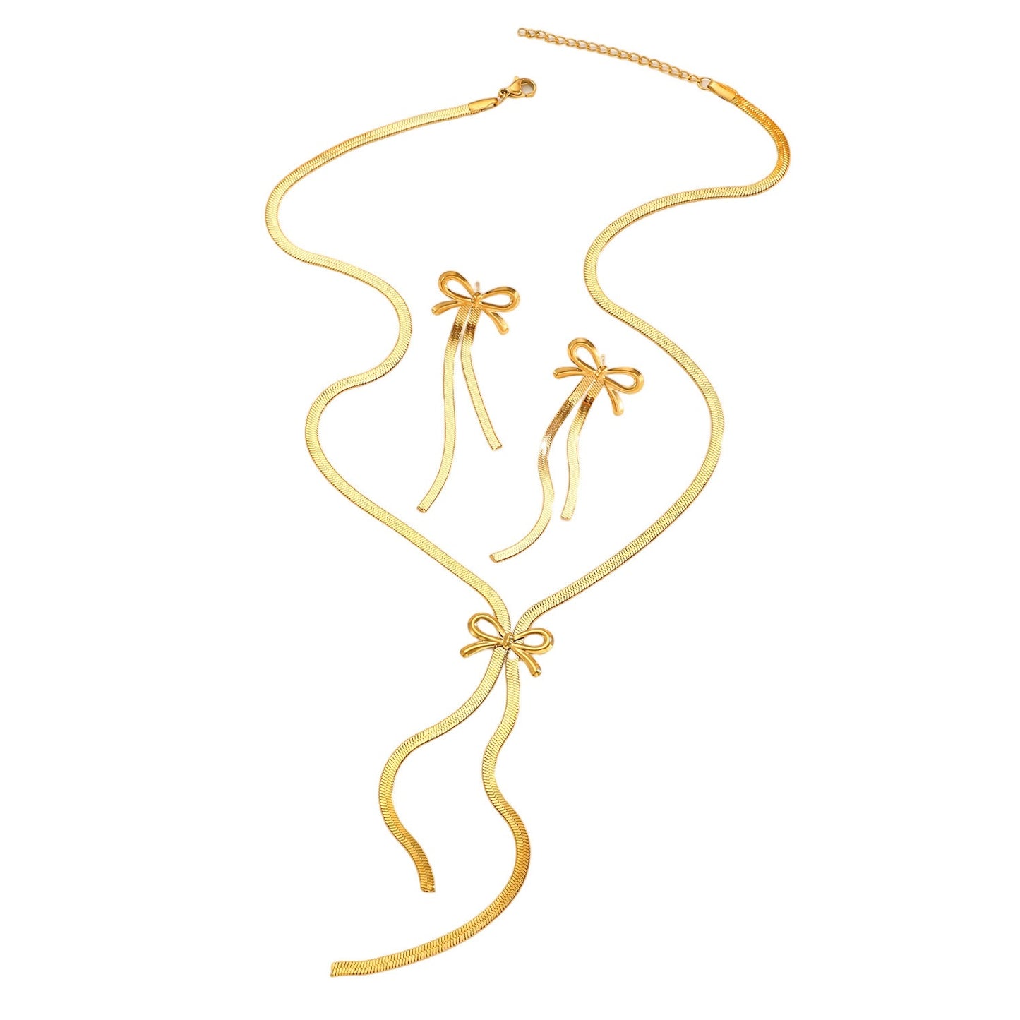Attractive Bow Simple Stainless Steel Collarbone Jewelry Set