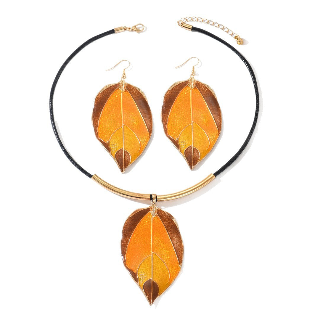 Women's Dripping Oil Leaves Suitable For Street Jewelry Set