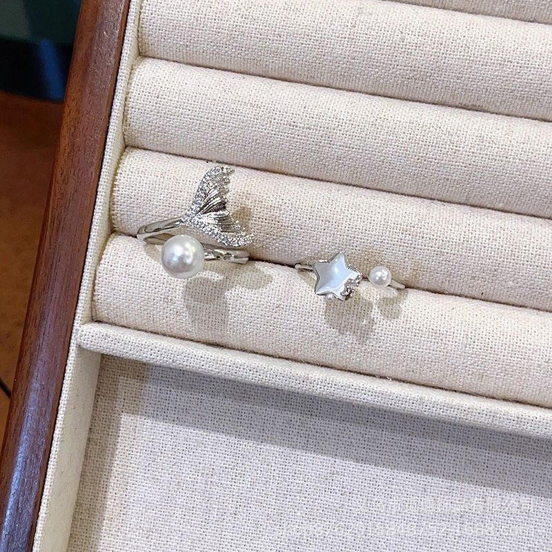 Women's Pearl Exquisite Light Luxury Minority High-grade Unique Twin Index Ring