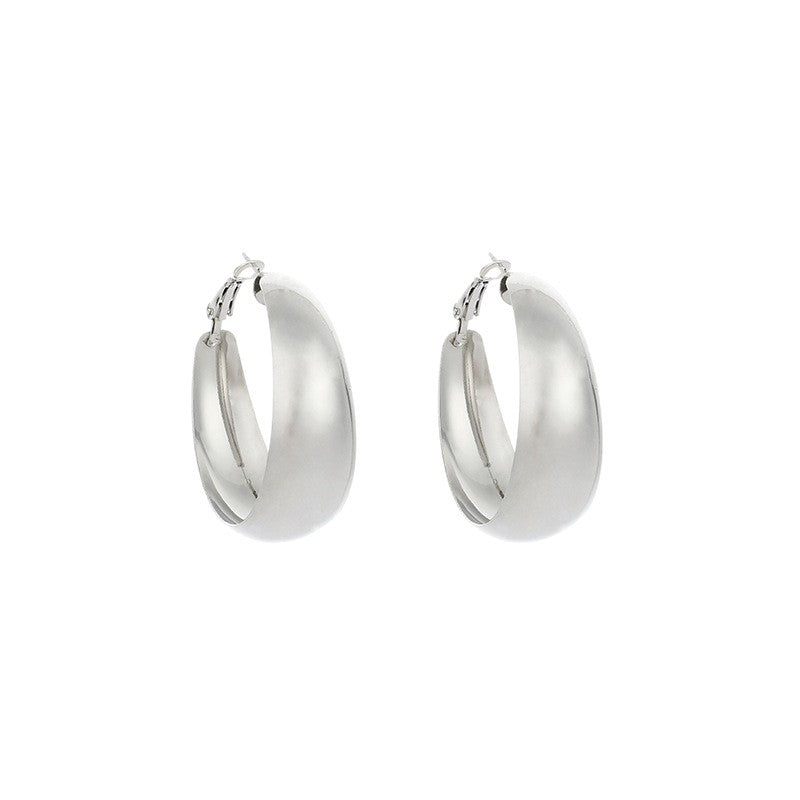 High Profile Retro Geometric Big Circle Glossy Earrings