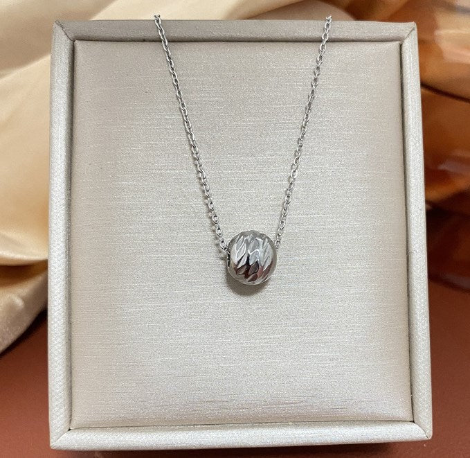 Whole Titanium Steel Cold Wind Wave Mark Ball Beads Necklace