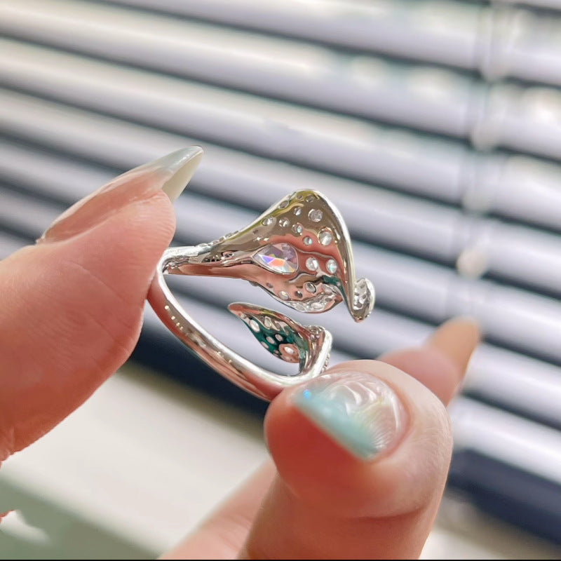 Common Calla Purple Zircon Versatile Opening Light Luxury Minority Ring