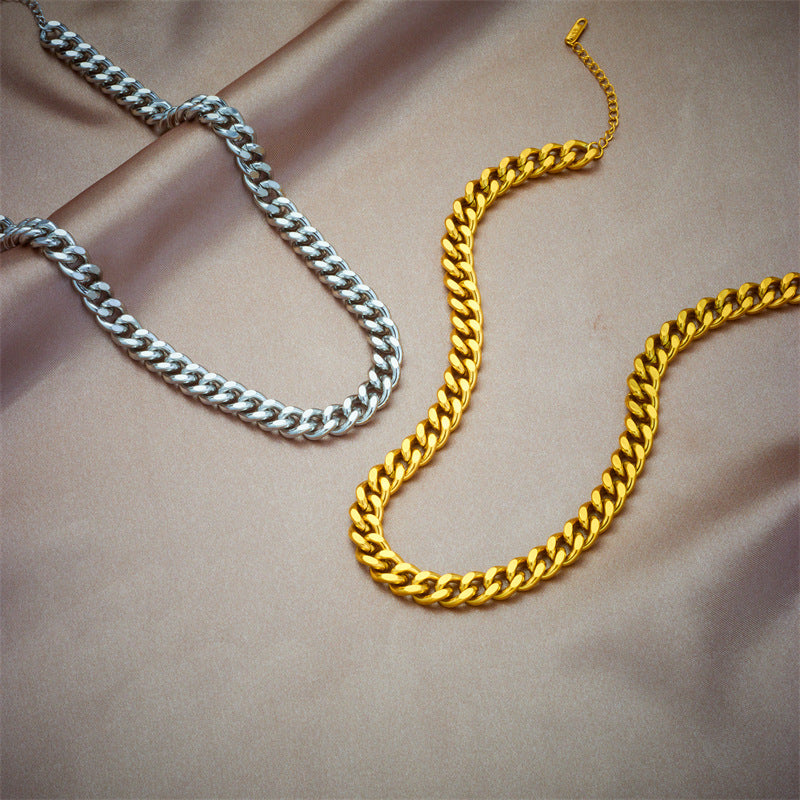 Fashion Vintage Metal Hip Hop Punk Gold-plated Titanium Steel Necklaces