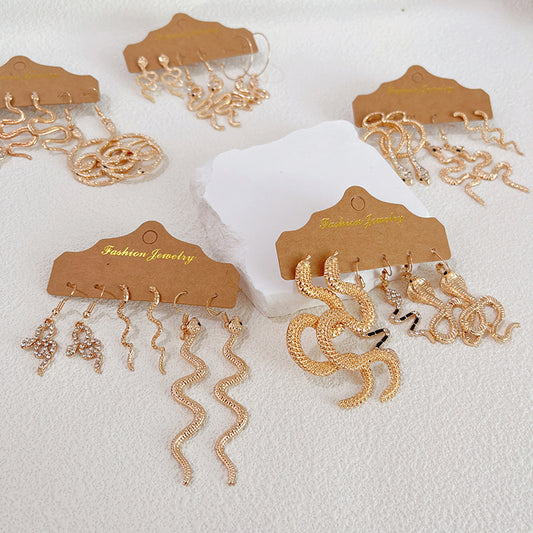 Variety Of Snake Suit Exaggerated Personalized Golden Earrings