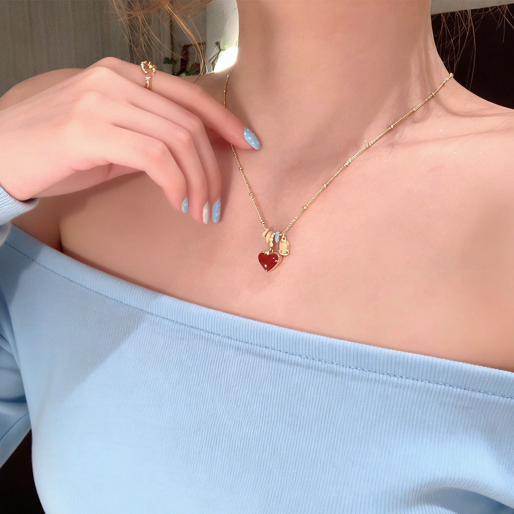 Star Madi Light Extravagant Love Heart Female Design Clavicle Chain Necklace