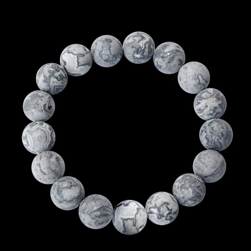 Men's Frosted Map Stone White Turquoise Prayer Bracelets