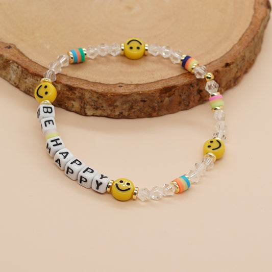 Women's Crystal Beads Smiley Face Handmade Beaded Bracelets