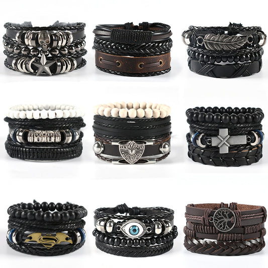 Modisches Armband mit Charm-Augen-Lederanzug-Armbändern