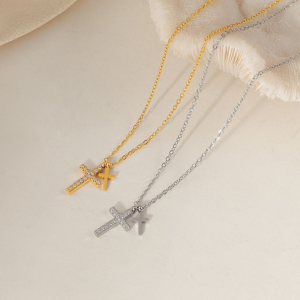 Women's Diamond Titanium Steel Gold-plated Waterproof Clavicle Chain Light Luxury High Necklaces