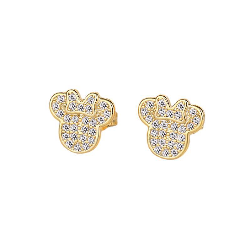 Sier Needle Cute Cartoon Mickey Female Mouse Earrings