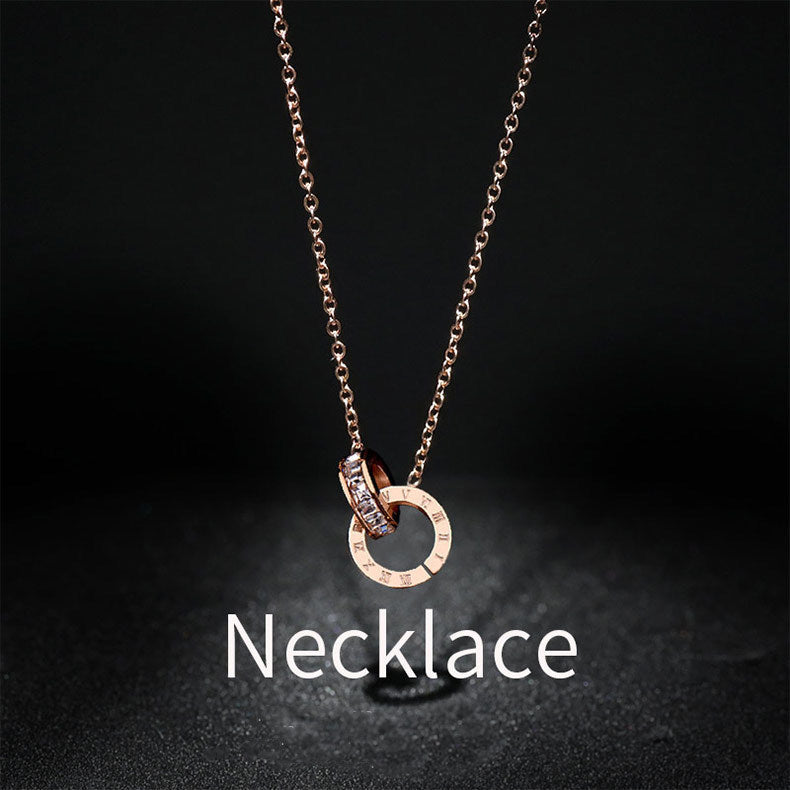 Digital Double Titanium Steel Set Female Necklaces